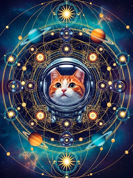 Kosmische Astronautenkatze: Eine komplizierte Reise durch himmlische Umlaufbahnen und Sternenhimmel von HASANUL FAUZIE