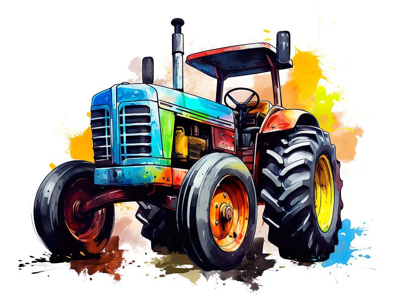 Colourful Tractor by PixelPrestige
