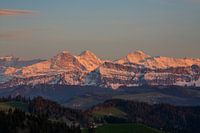 Eiger Mönch und Jungfrau mit Alpenglühen beim Sonnenuntergang