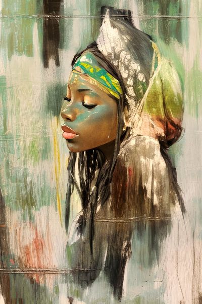 Beauté africaine en vert par Arjen Roos