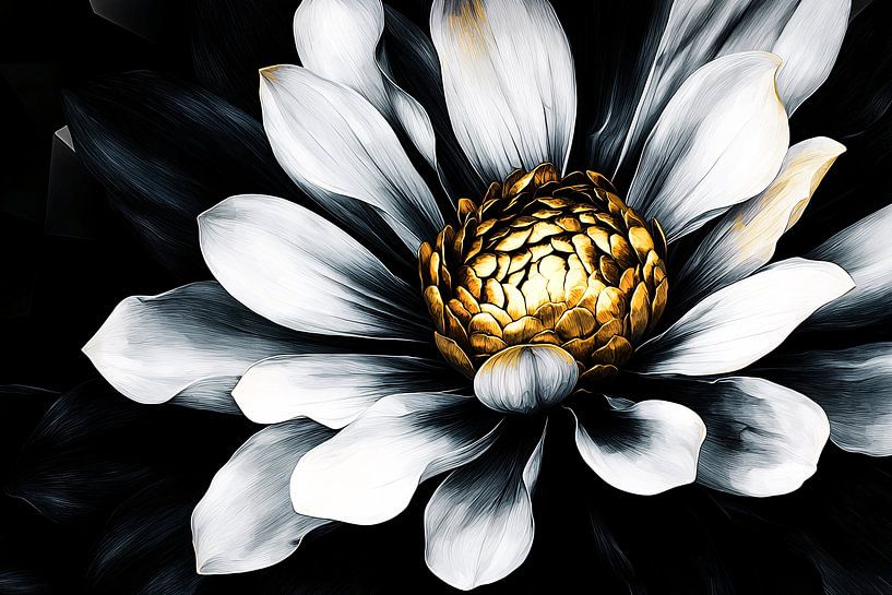 Elegant flower in black and white by Art & Soul Creations