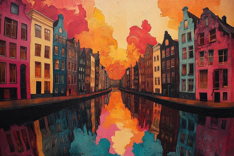 Nächtliches Kanal-Stadtbild von Lufy