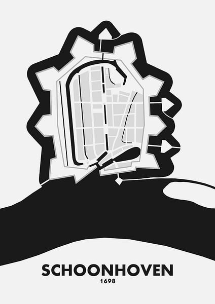 Plan de la ville de Schoonhoven 1698 par STADSKAART