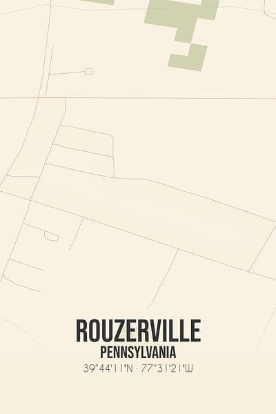 Vieille carte de Rouzerville (Pennsylvanie), USA. par Affiches de lieux