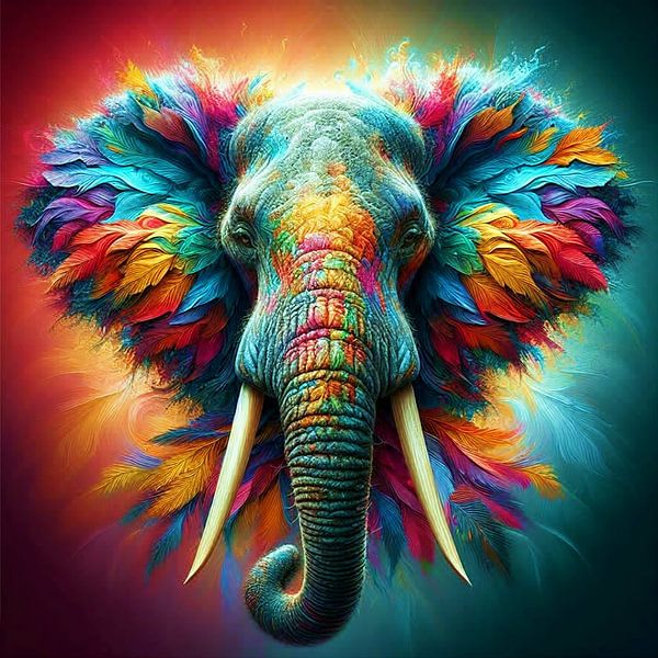 Éléphant d'Afrique abstrait 1 par Yvonne van Huizen