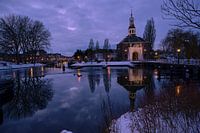 Romantic winter evening in Leiden, Holland