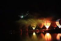 Hot air balloons with fireworks show