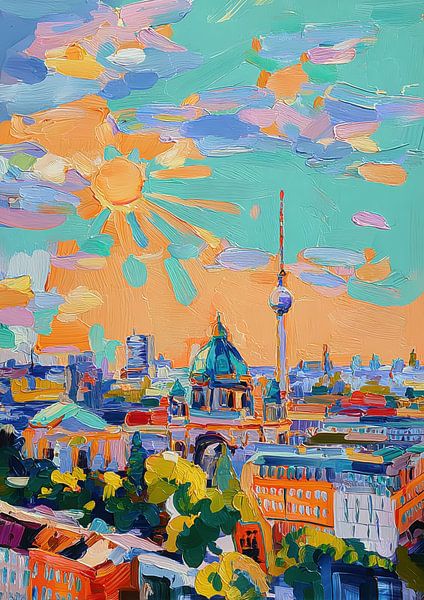 Berlin Skyline Ölmalerei Sommer von Niklas Maximilian