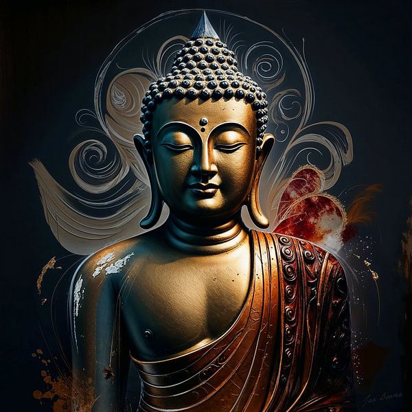 Golden Buddha portrait by Jan Bouma