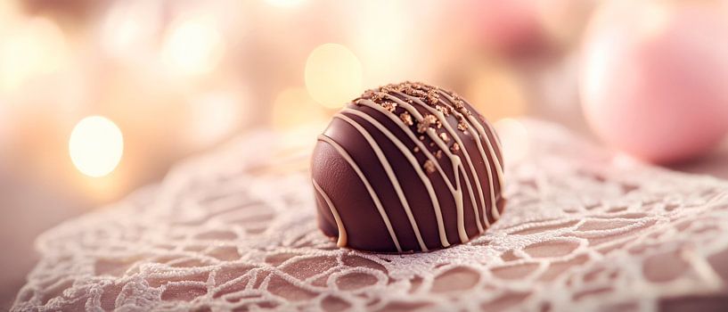 Schokoladentrüffel auf Tischdecke von Poster Art Shop