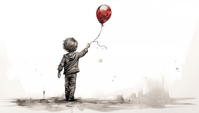 Boy with balloon sketch panorama by TheXclusive Art