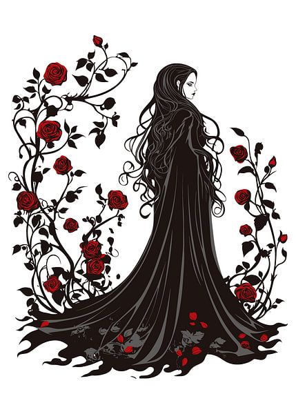 Gothic-Dame mit Rosenornament von Pixelbull Design