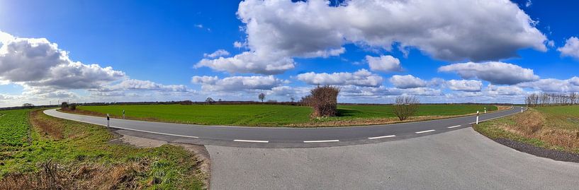 Panorama einer schönen norddeutschen Landschaft mit Pfaden und Straßen von MPfoto71