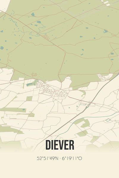 Vintage map of Diever (Drenthe) by Prints of Place