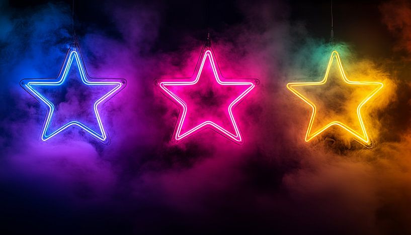 3 Neon-Sterne-Panorama von TheXclusive Art