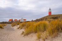 Phare et maisons dans les dunes de Texel
