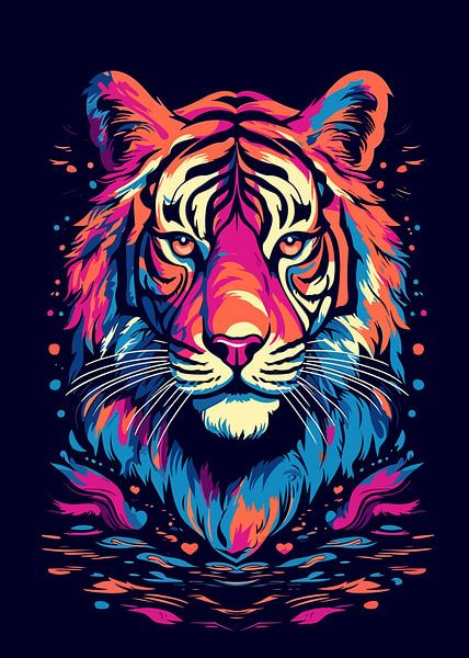 Tiger Tier Pop Art Farbe Stil von Mason Scott