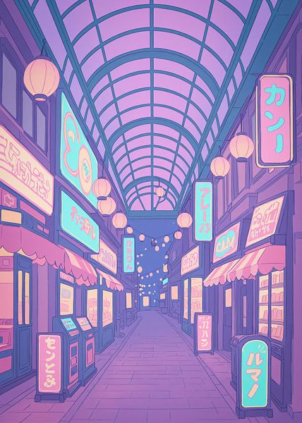 Anime Street Japan Pastellfarben Lofi von Ruzerin
