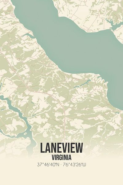 Carte ancienne de Laneview (Virginie), USA. par Affiches de lieux
