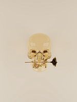 Goldener Glasschädel mit Rose