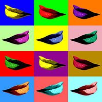 Lippen in 12 verschiedenen Farben Pop Art Stil