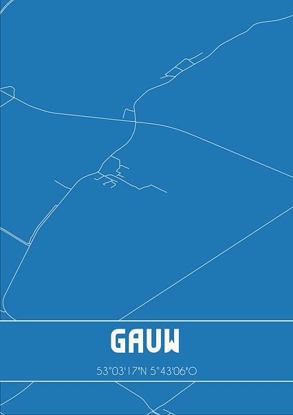 Blaupause | Karte | Gauw (Fryslan) von Ortsdrucke