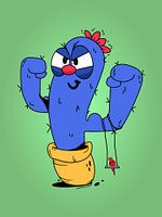 Cartoon Cactus with Bird on Swing