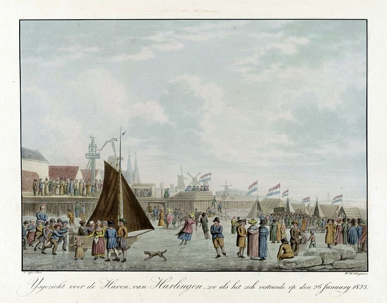 Willem Hendrik Hoogkamer, Eisspaß in Harlingen, 1823 von Atelier Liesjes