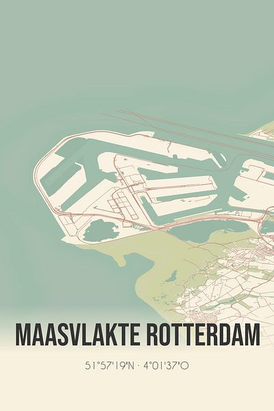 Vieille carte de Maasvlakte Rotterdam (Hollande du Sud) par Affiches de lieux