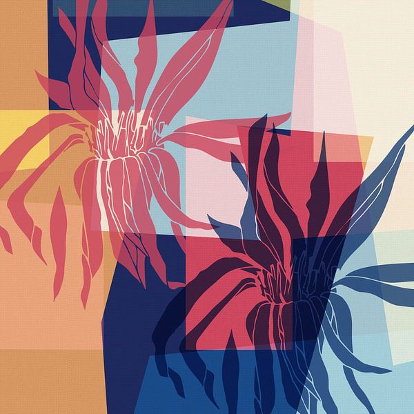 Abstrait moderne avec des fleurs aux couleurs vives par Dina Dankers