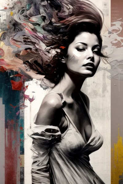 Pop-Art-Porträt kombiniert mit Collage von Studio Allee