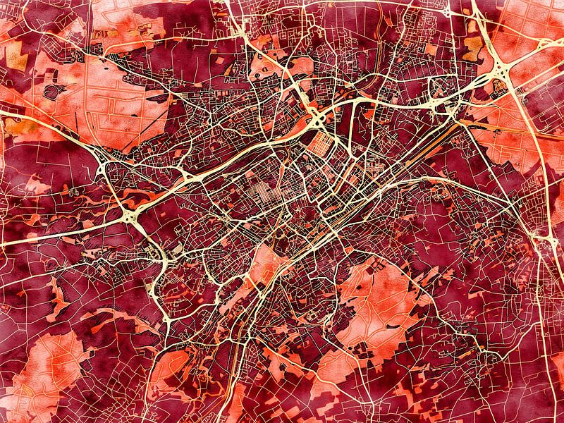 Carte de Mulhouse avec le style 'Amber Autumn' par Maporia