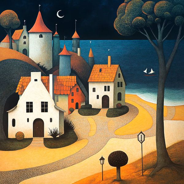 Village on the beach by Jutta Maria Pusl