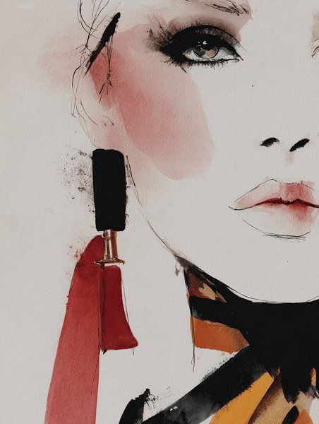 Portrait moderne, aquarelle par Carla Van Iersel