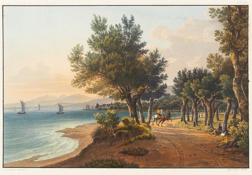 View taken between Arbon and Horn towards Roschach at the port of Lake Constance, Johann Ludwig Bleuler by Masterful Masters