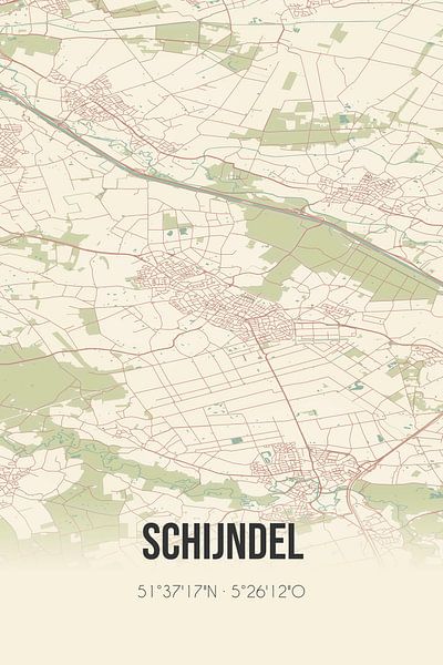 Alte Landkarte von Schijndel (Nordbrabant) von Ortsdrucke