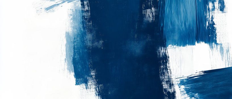 Blue and white abstraction - dynamic composition by Poster Art Shop