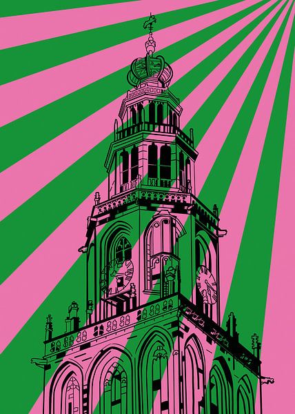Martini tower Groningen with slashes by Janet Edens