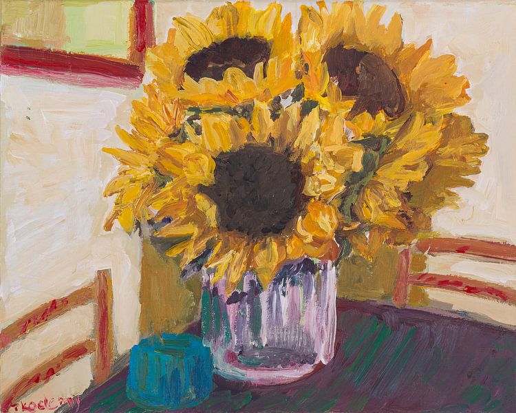Tournesols en vase par Tanja Koelemij