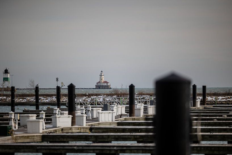 der leuchtturm von chicago von den docks aus von Eric van Nieuwland