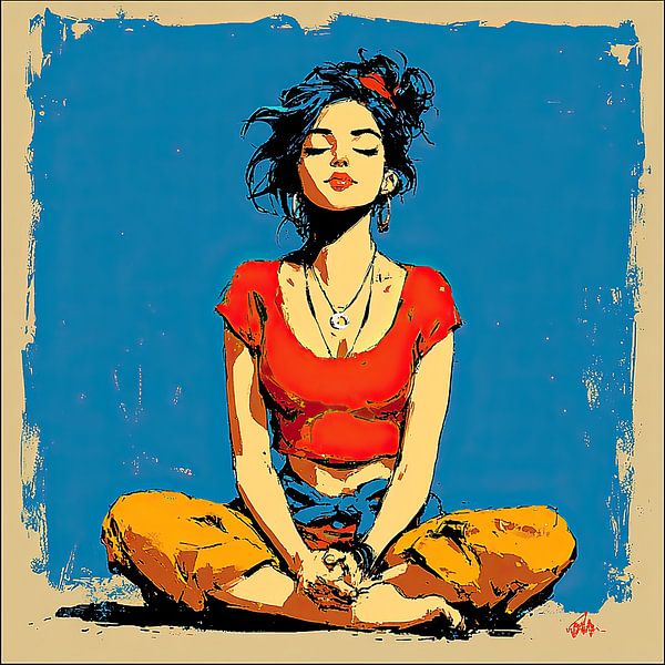 Meditation Woman | Meditation on Blue by OMG Art