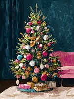 Arbre de Noël dans un salon atmosphérique