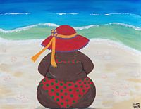 Dicke Dame am Strand