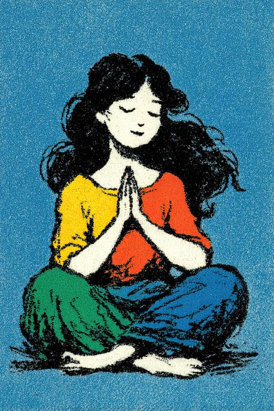 Femme Méditation | Femme Méditation en couleur par OMG Art