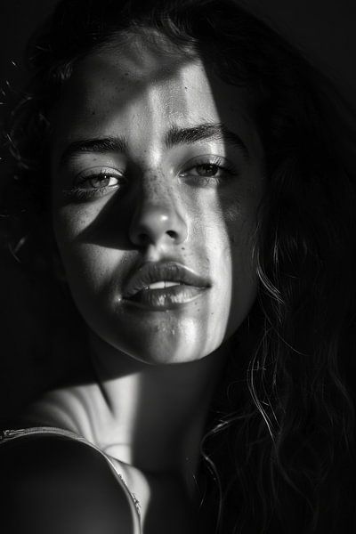 Schwarz-Weiß Porträt einer Frau von Poster Art Shop