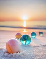 Traumhafte Sonnenuntergangsmagie: Murmeln am Strand