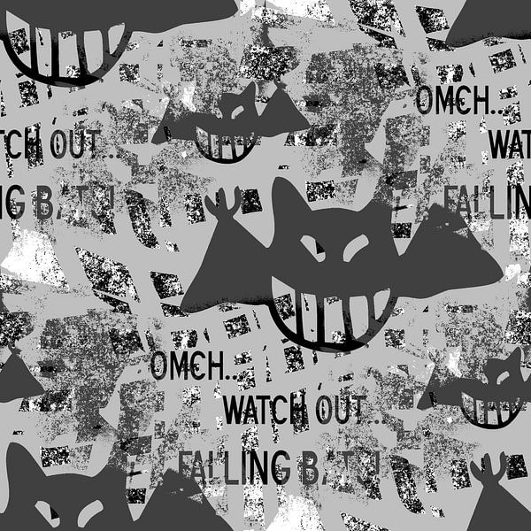 Fallende Fledermäuse Grunge Schwarz/Weiß von Nicky`s Prints