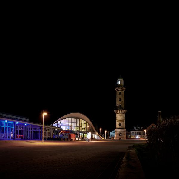 Lighthouse and Teepott, the most important sights of the city of Warnemünde by Heiko Kueverling