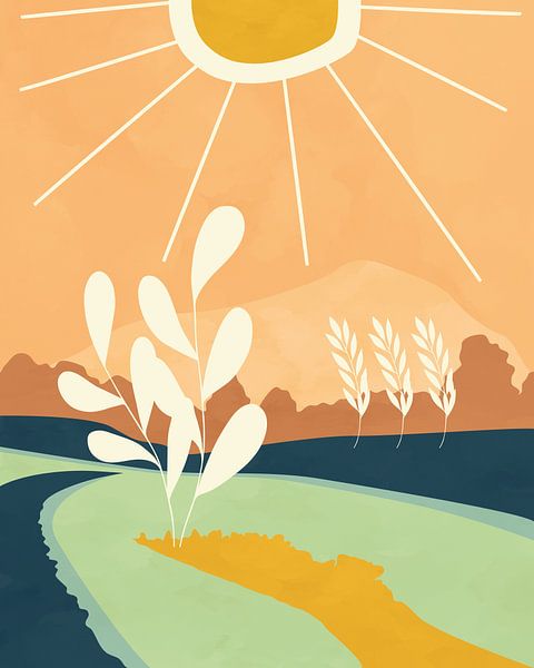 Sonnenaufgang im Frühling abstrakte Landschaft von Tanja Udelhofen