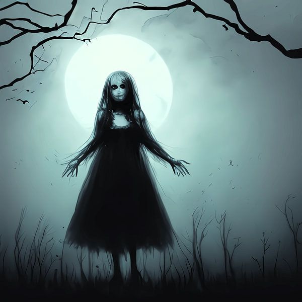 Smiling woman at night - CARTOON by NoName